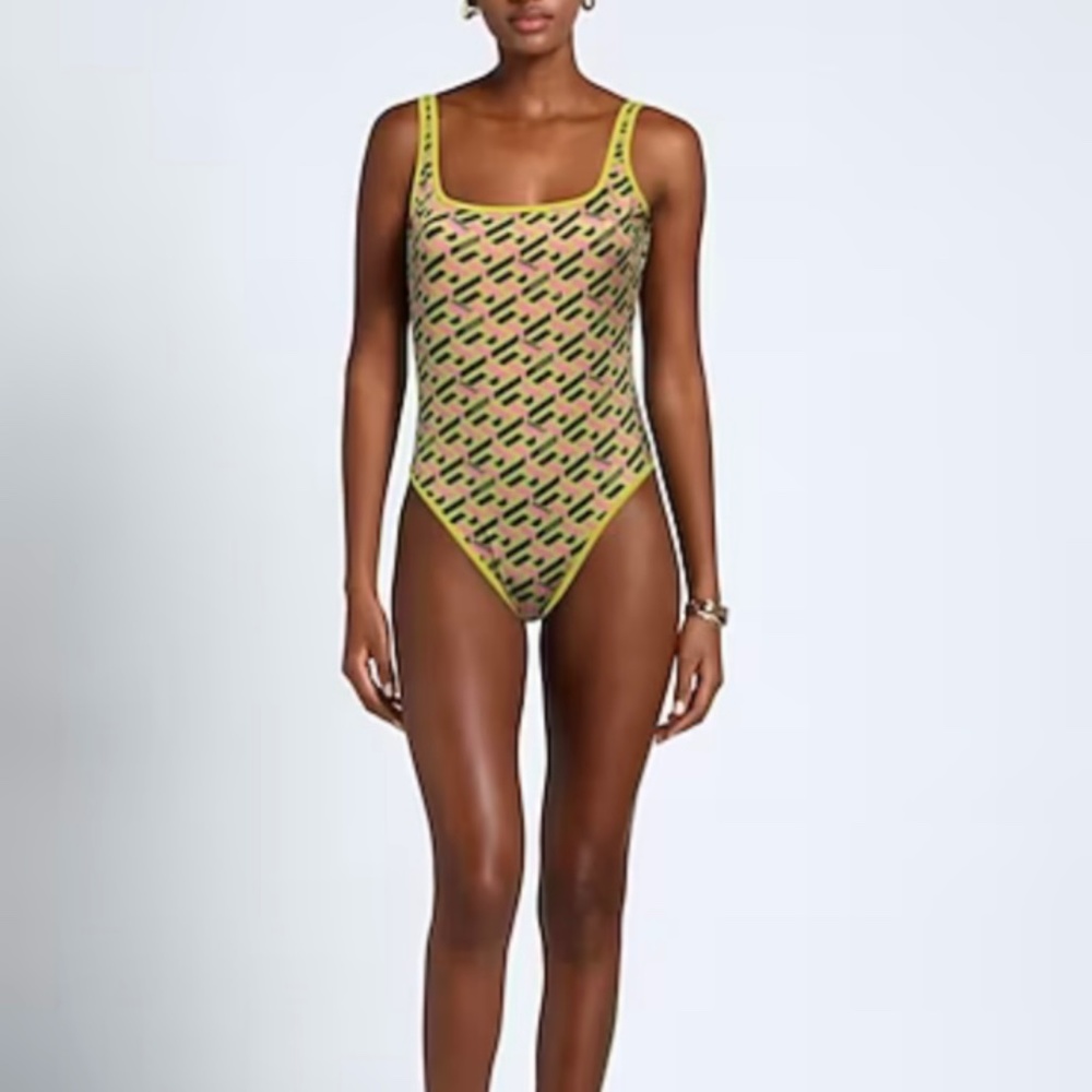 VERSACE LOGO-PRINT LA GRECE ONE-PIECE SWIMSUIT, SIZE 3IT (10 US).